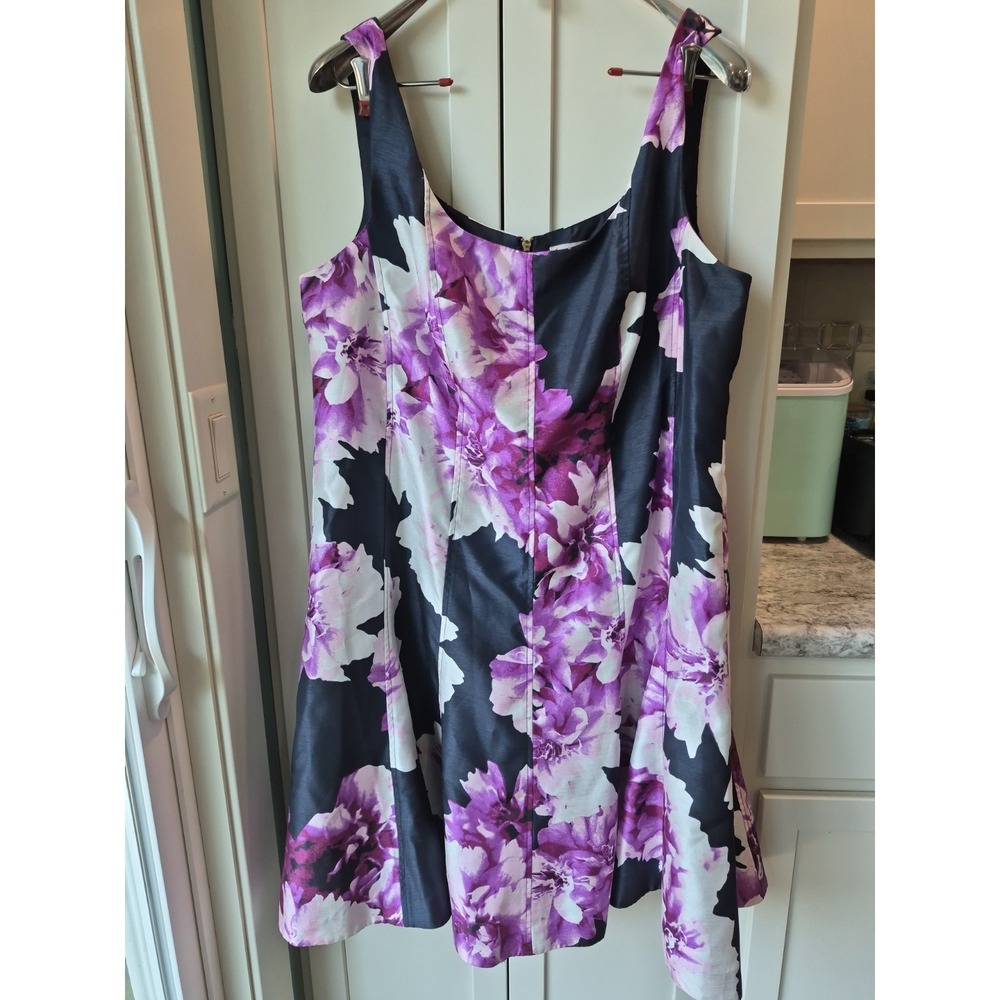 db Established 1962 Fit & Flare Dress Sz 16 Retro Navy Purple Floral Sleeveless